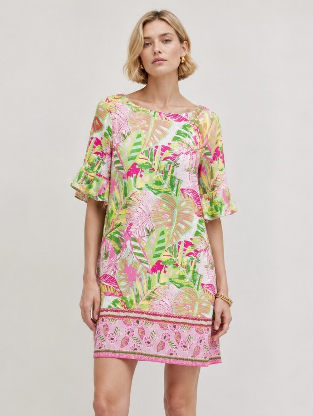Pappagallo Pink and Green Tropical  Dress